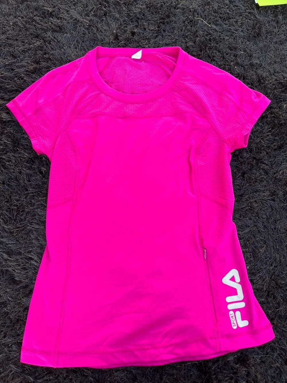 FILA Sport Pink Mesh Panel Short Sleeve Running Tee